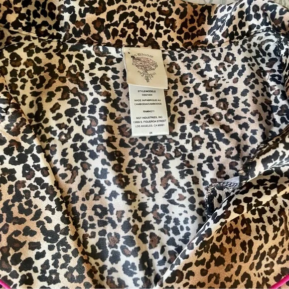 In Bloom Satin Leopard Print Pajama Set - Picture 5 of 8